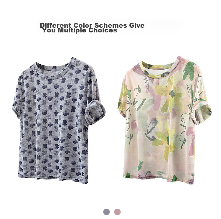 Cypress House Printed T-Shirt 2026 Summer New Women's Commuter Artistic Round Neck Pullover Short Sleeve Cropped Top 2
