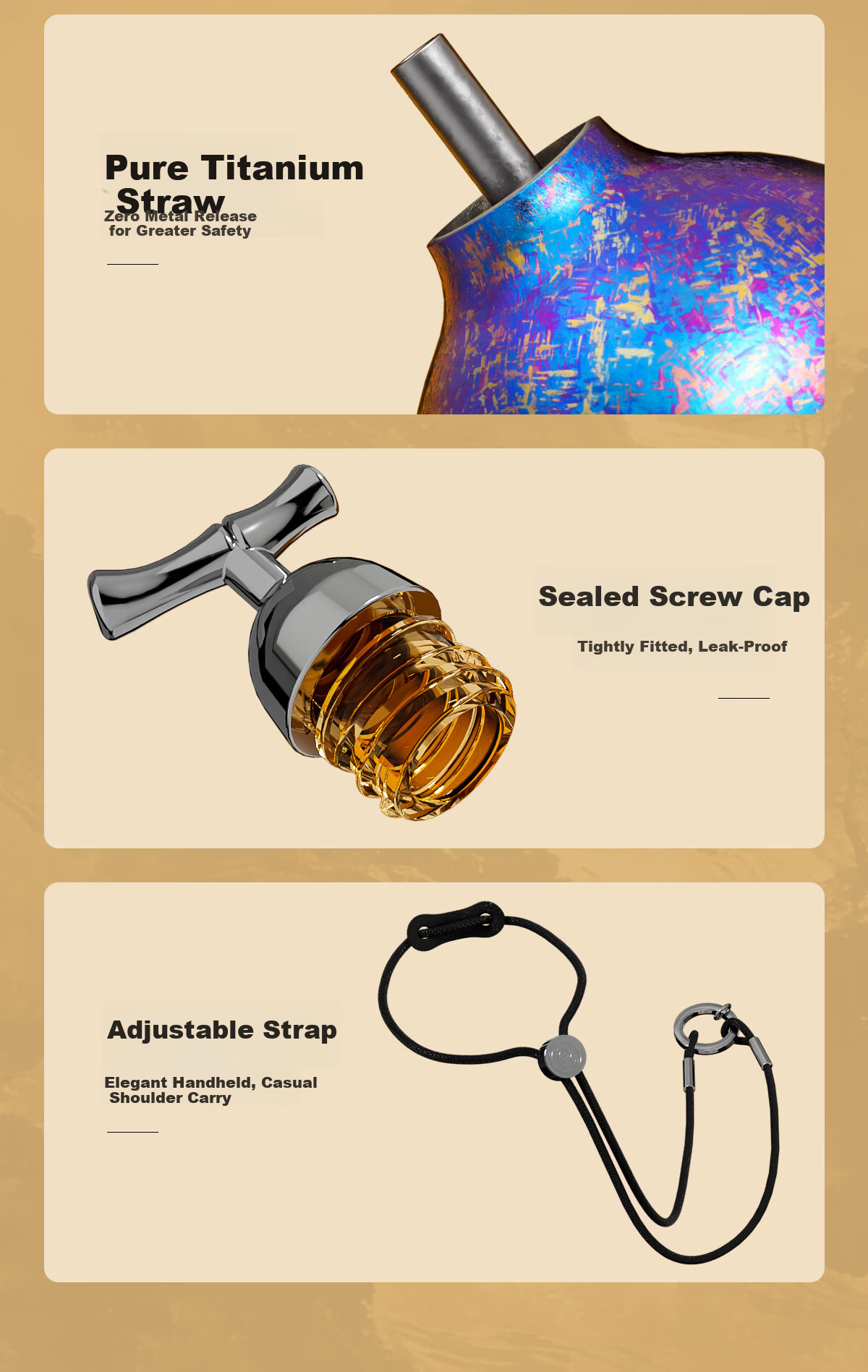 Germ Pure Titanium Gourd Insulated Bottle Unisex Gourd Water Bottle Titanium Cup Portable Straw Water Cup Holiday Gift 380ML Purple 12