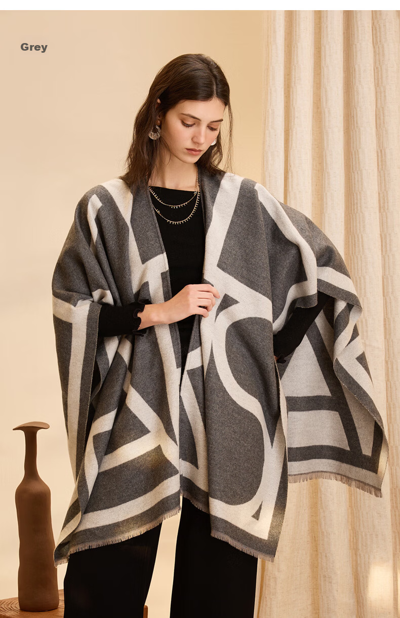 ELLE Women's Shawl French Elegant Temperament Jacquard Scarf for Air-conditioned Rooms Four Seasons Gift for Mom Camel Color 21