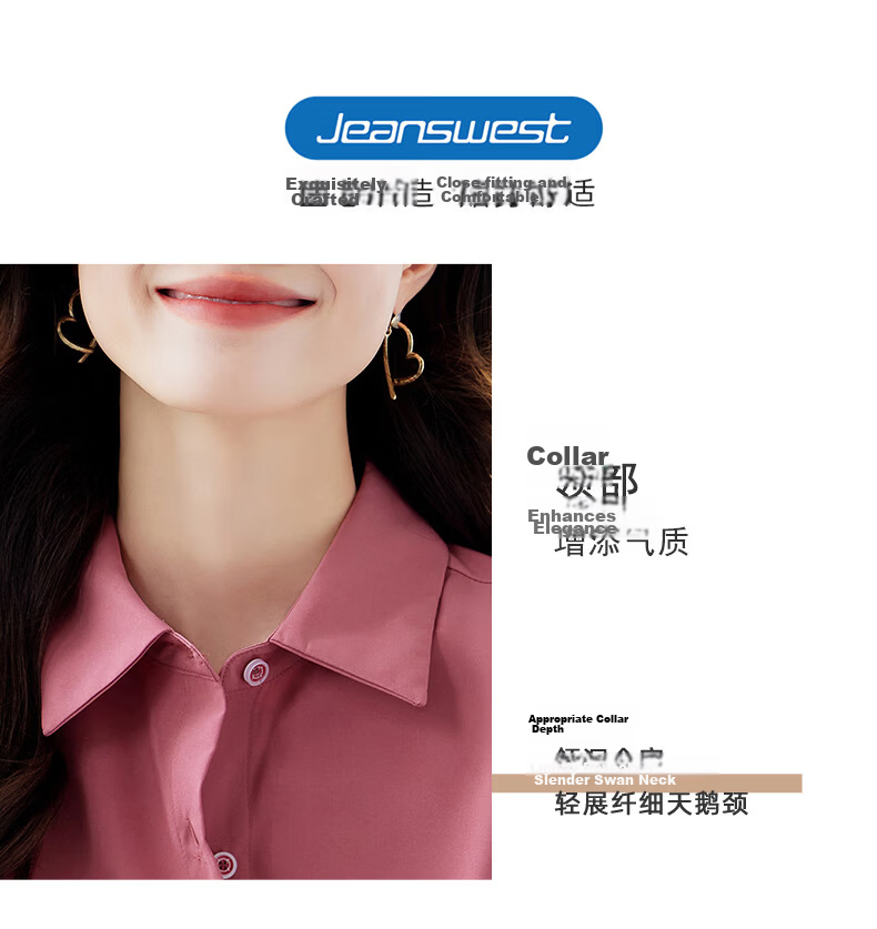 Jeanswest Women's Shirt 2026 Summer Short Sleeve Casual Elegant Fashion Versatile Top Pink L 4