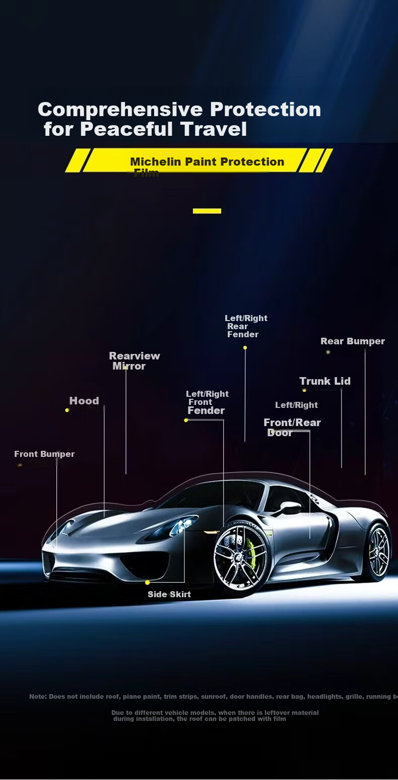 MICHELIN Invisible Car Paint Protection Film Full Body TPU Anti-Scratch Protective Film Thickened Upgrade 8MIL with Installation Package 8
