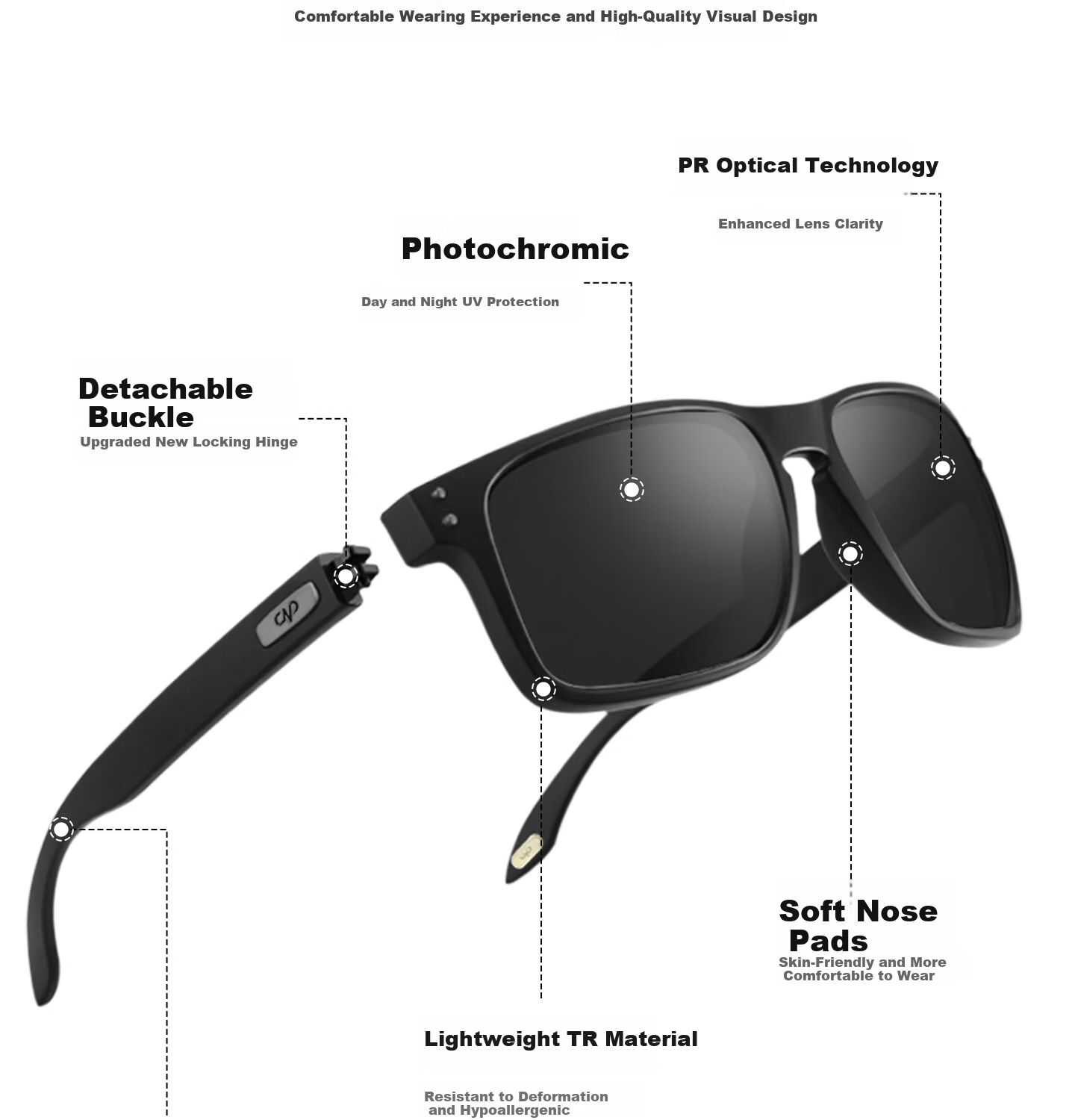 CAPONI Cycling Polarized Photochromic Sunglasses UV Protection Sports Mountain Running Day and Night Use 3