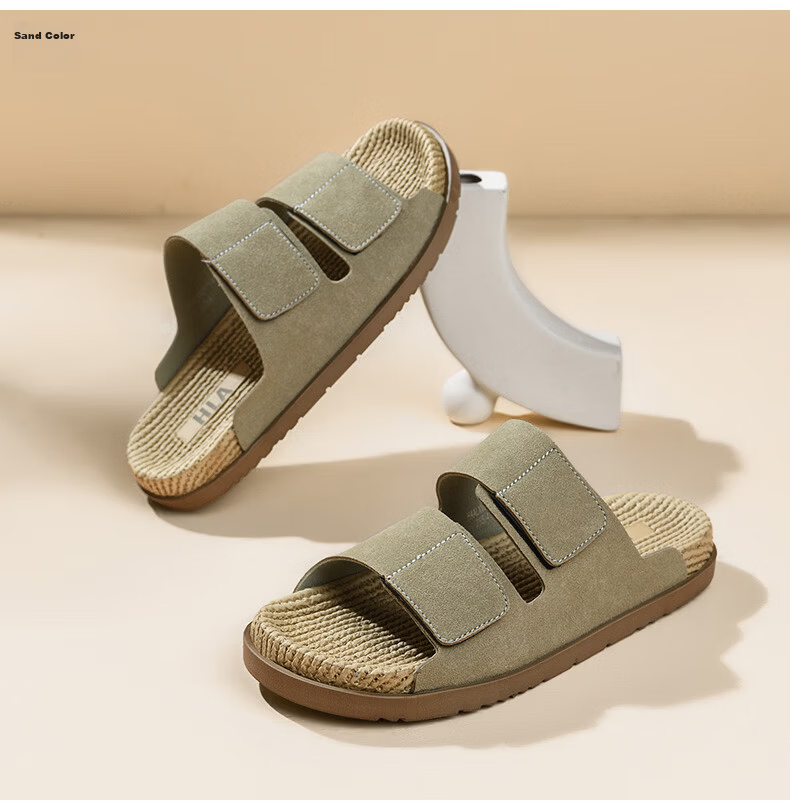 HLA Men’s Fashion Casual Slippers Thick Sole Durable Sandals FC049/FE071 Brown Size 41 15