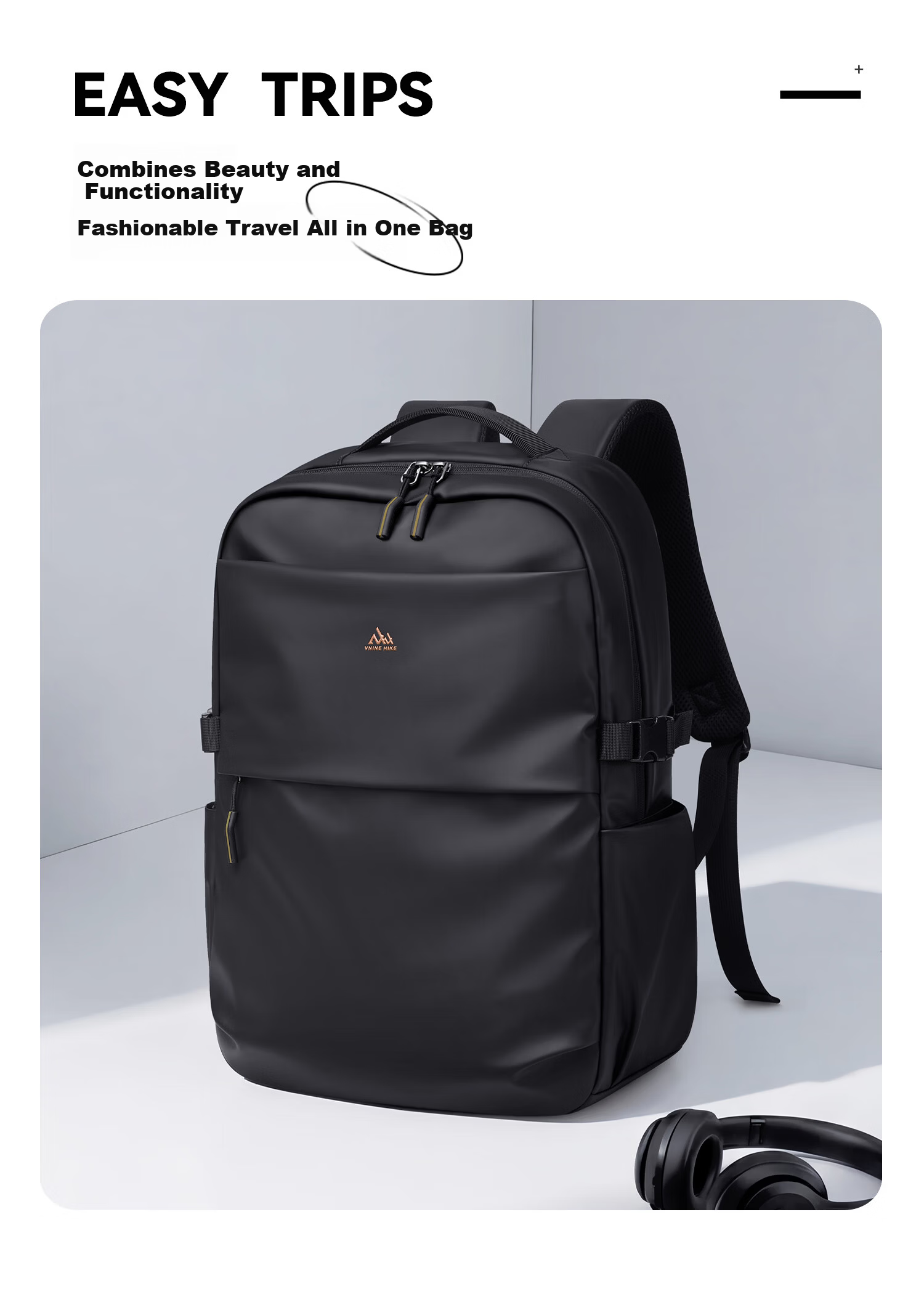 V.NINE Men's Backpack Travel Bag 15.6/16 Inch Laptop Bag Large Capacity Business Commuter Bag 2