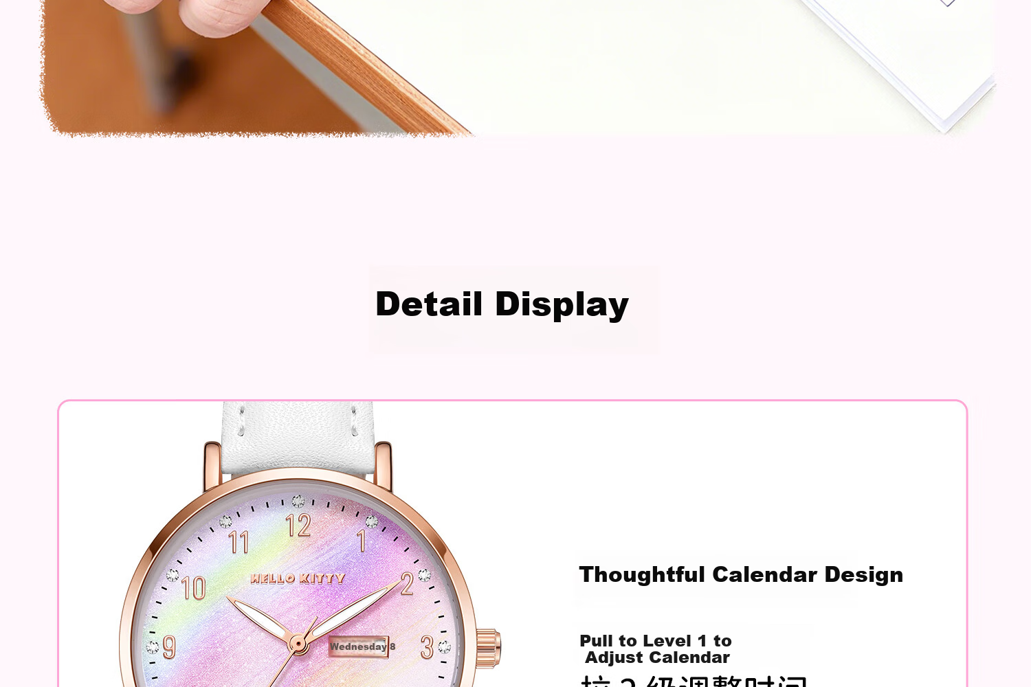 Hello Kitty Girls' Watch Student Dual Calendar Luminous Waterproof Kids' Watch for Elementary and Middle School Girls Exam Wristwatch 19