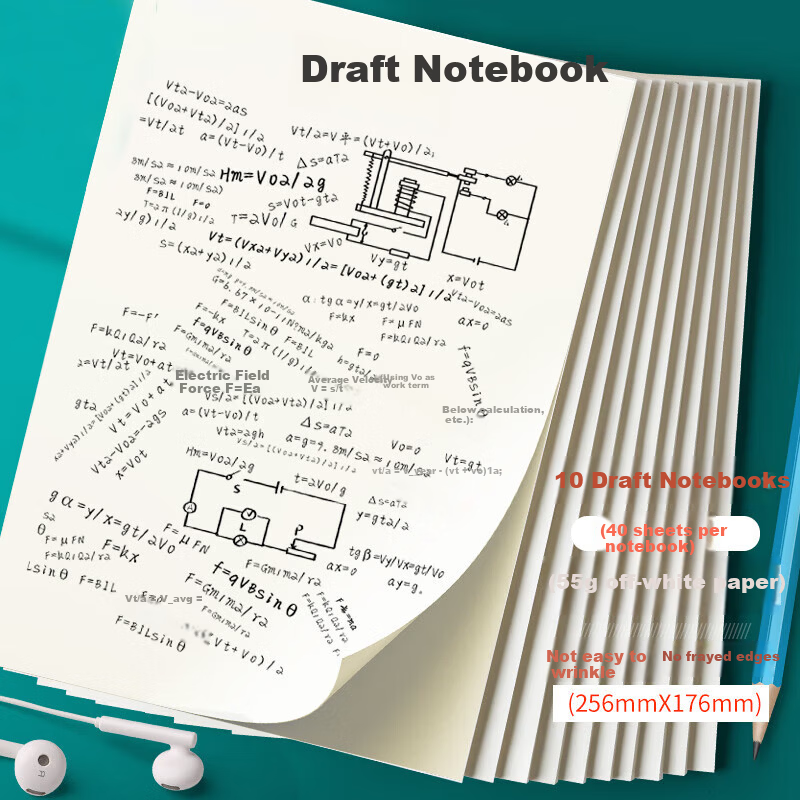 Yiwanka Jinbang Exam Draft Notebook Student Scratch Paper Math Draft Paper for Middle and Primary School Students 100 Sheets 4 Books 4268