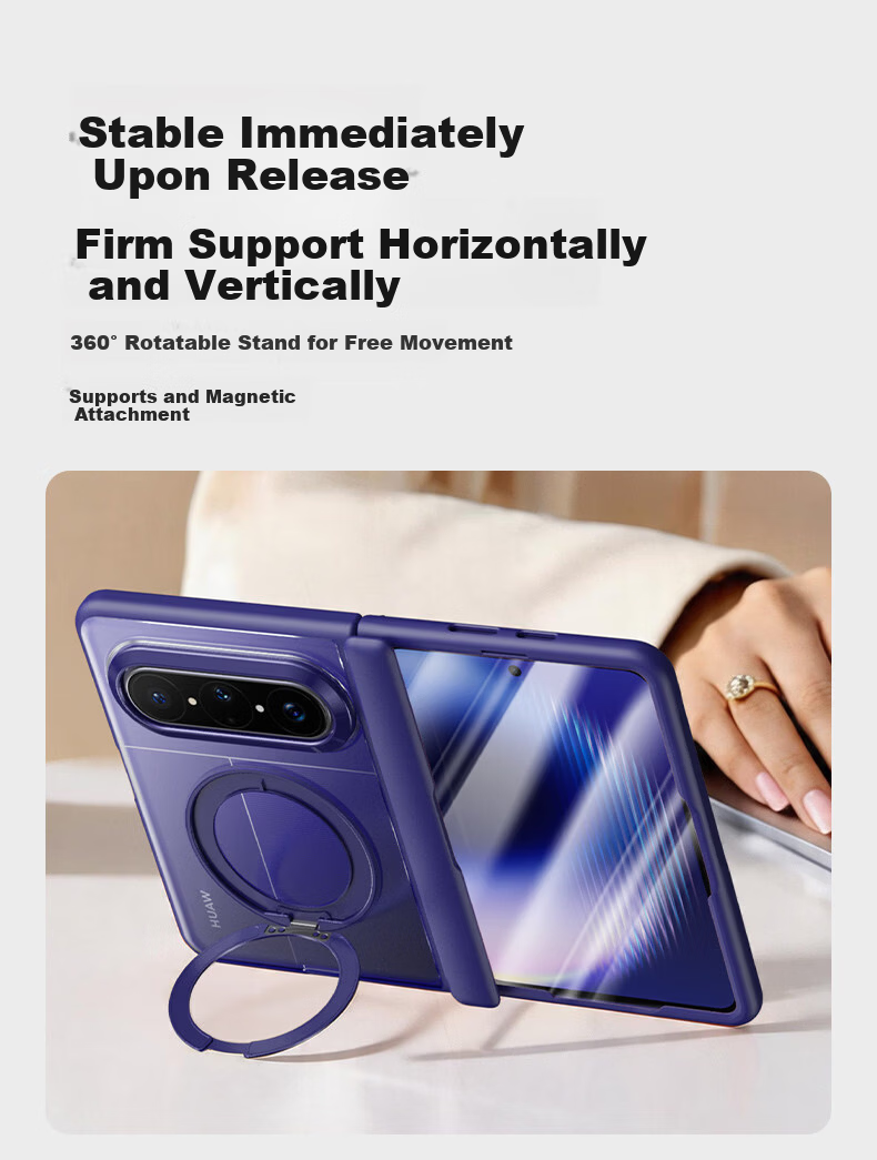 Zhilangni [Rotating Bracket | Integrated Shell and Film] Compatible with Huawei Pura X Max Phone Case Foldable Screen Protective Cover Central Axis Full Coverage Anti-Drop Matte Unisex New Model 6