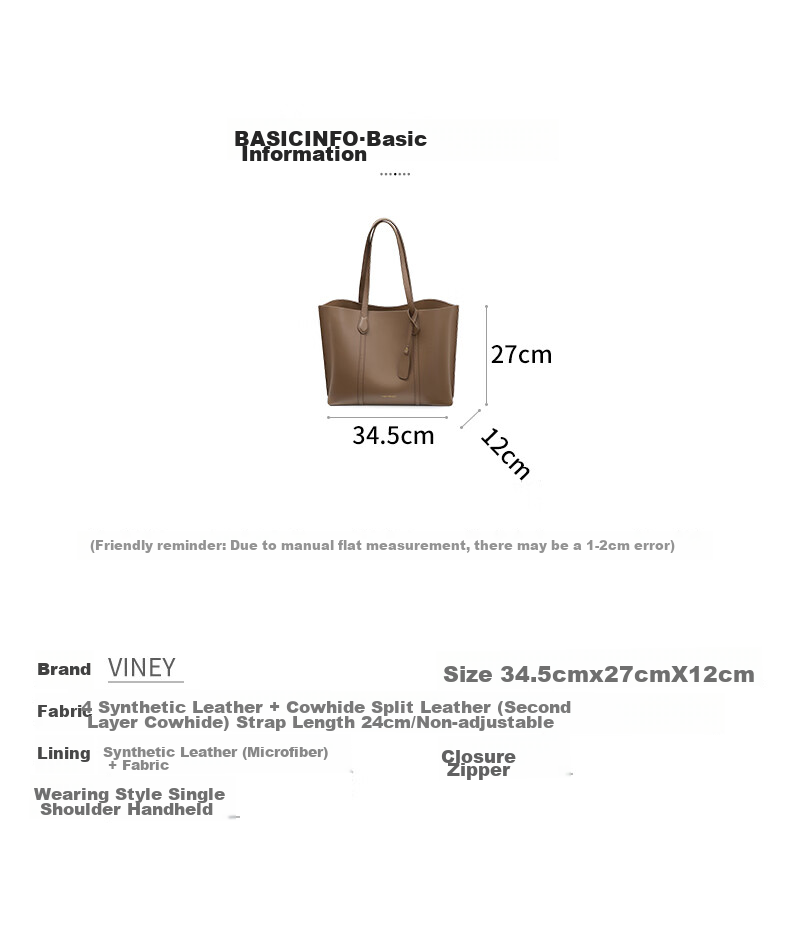 Viney Leather Handbag, Large Capacity Tote Bag for Women, Shoulder Bag And Handbag, Practical Birthday And Mother's Day Gift for Mom 5