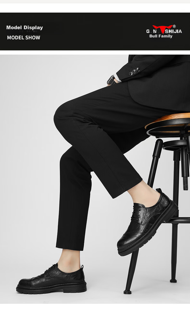 Bull Family New Men's Leather Shoes Business Casual British Style Spring Autumn Groom Wedding Formal Shoes 13