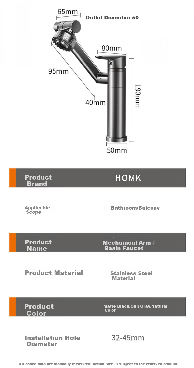 HOMK German Bathroom Faucet Basin Mixer Tap Hot and Cold Water Sink Faucet for Washbasin Vanity 13