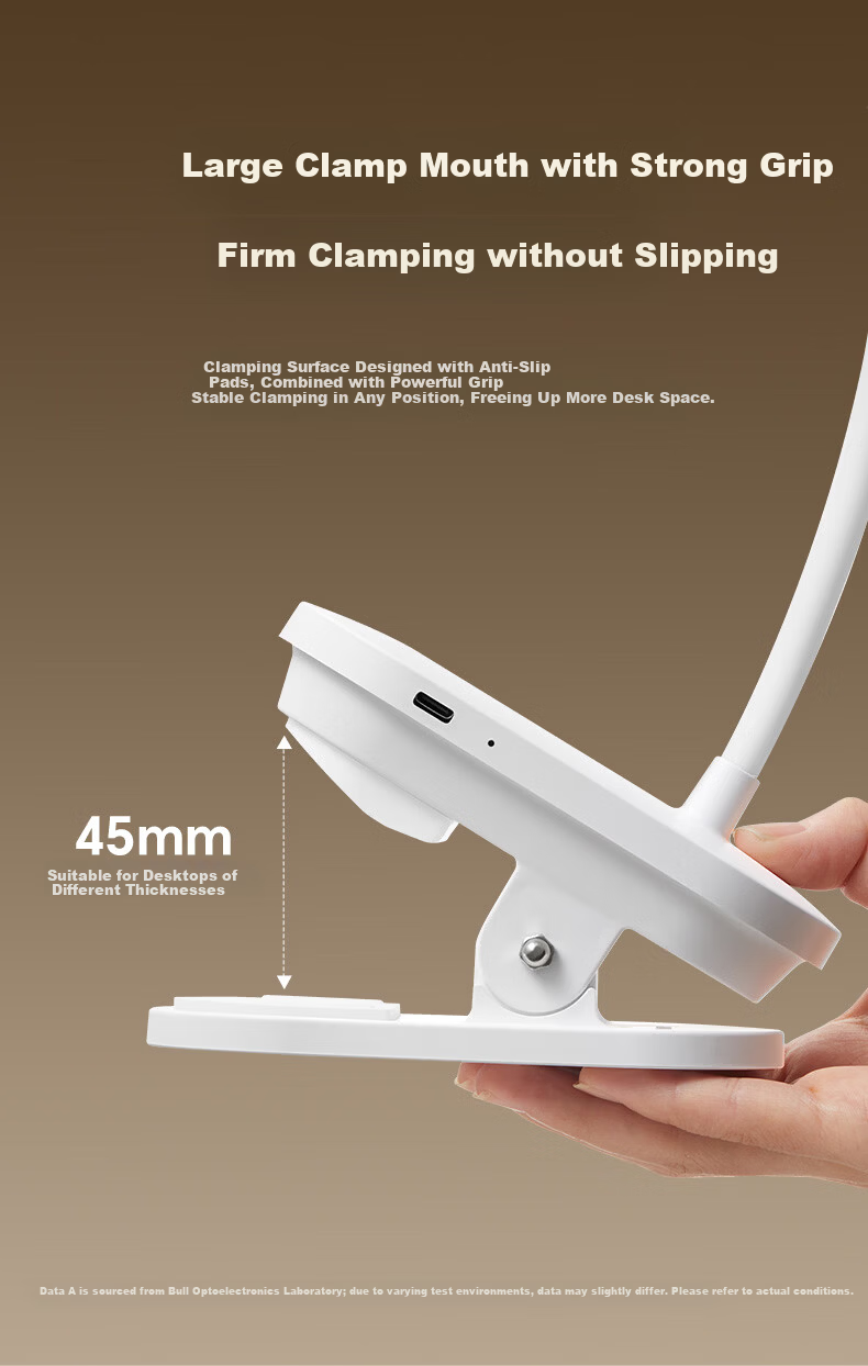 Bull Clip-On Eye Protection Desk Lamp Adjustable Clip Light Bedside Reading Lamp for Students Dormitory Multi-Scene Use 18