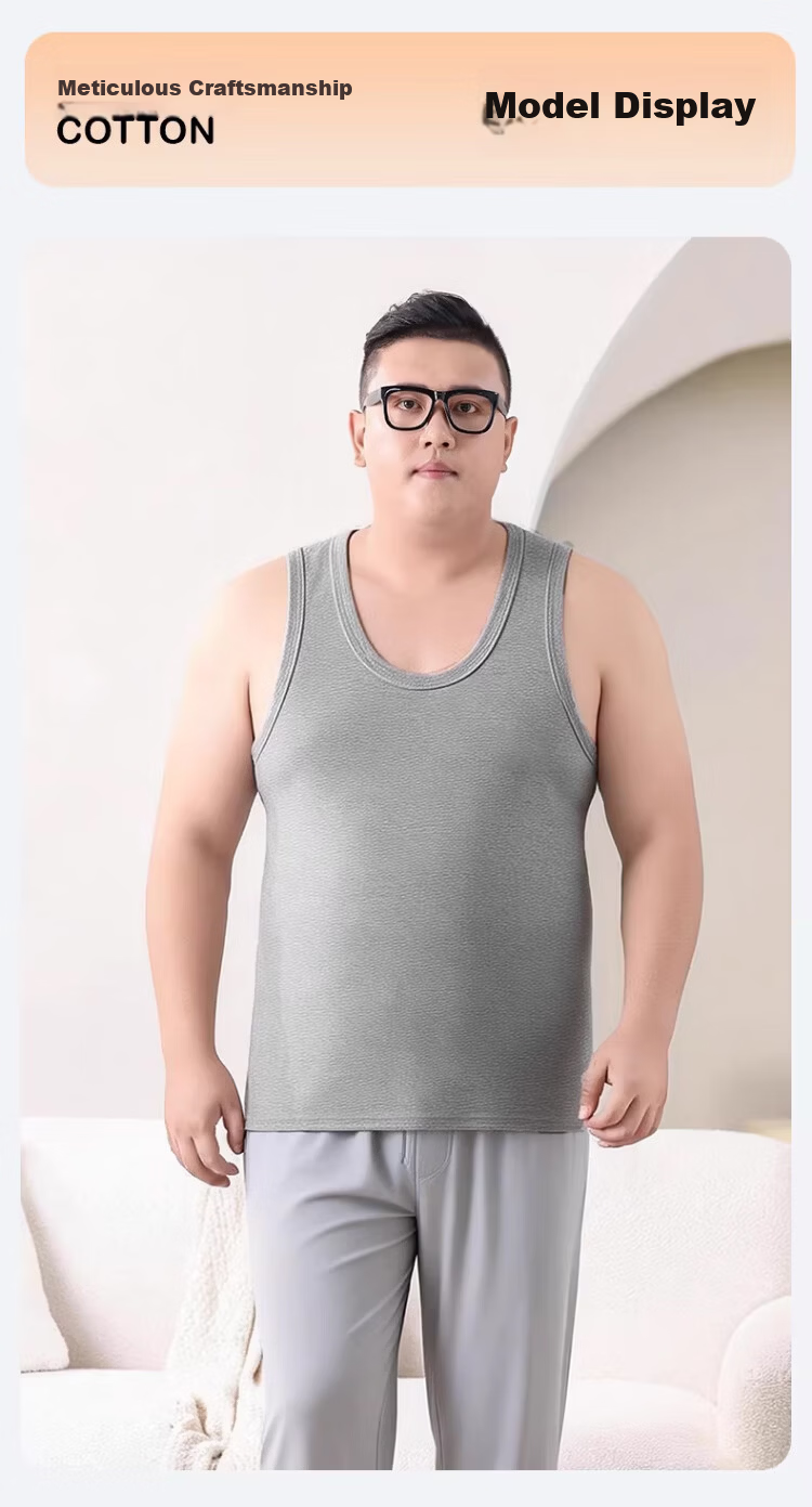 Langsha 2-Pack Pure Cotton Men's Sleeveless Vests, Lightweight Loose Fit, Plus Size Summer Undershirts 12
