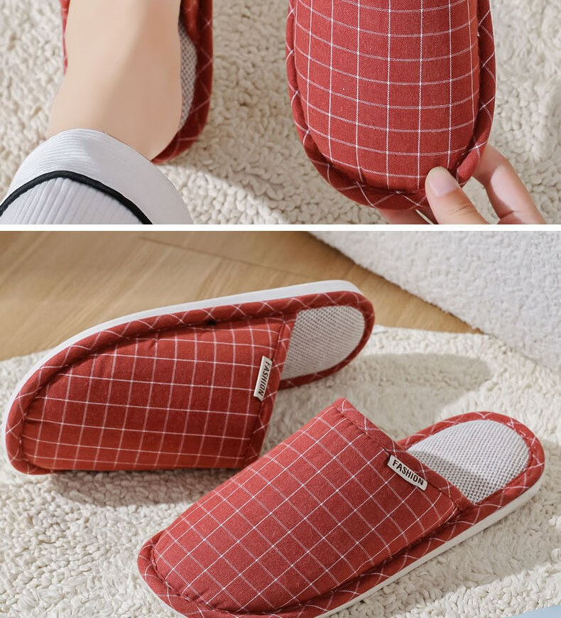 Huameijianbu Versatile Thick-Soled Couple Cotton Slippers for Indoor And Outdoor Use, Fleece-Lined Warm Cotton Slippers HM2258 Brown Size 44-45 21