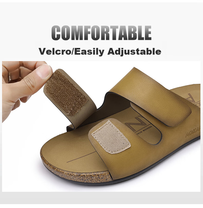 Aokang Summer Men's Casual Beach Sandals Khaki Size 44 6