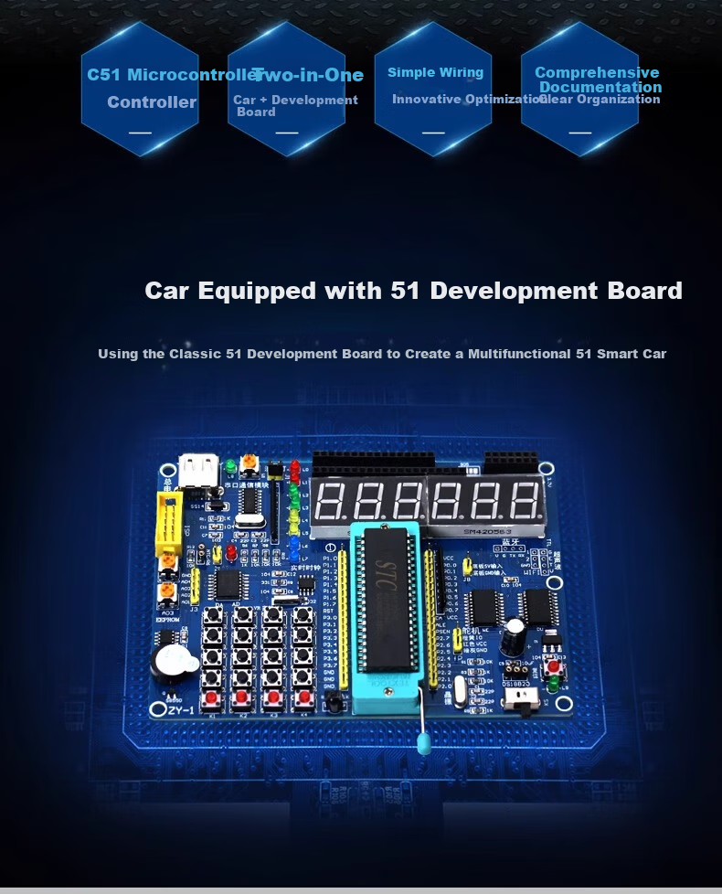 LOBOROBOT 51 Microcontroller Development Board Kit Smart Car Line Tracking Obstacle Avoidance Remote Control Bluetooth Programming C51 Robot Kit 2