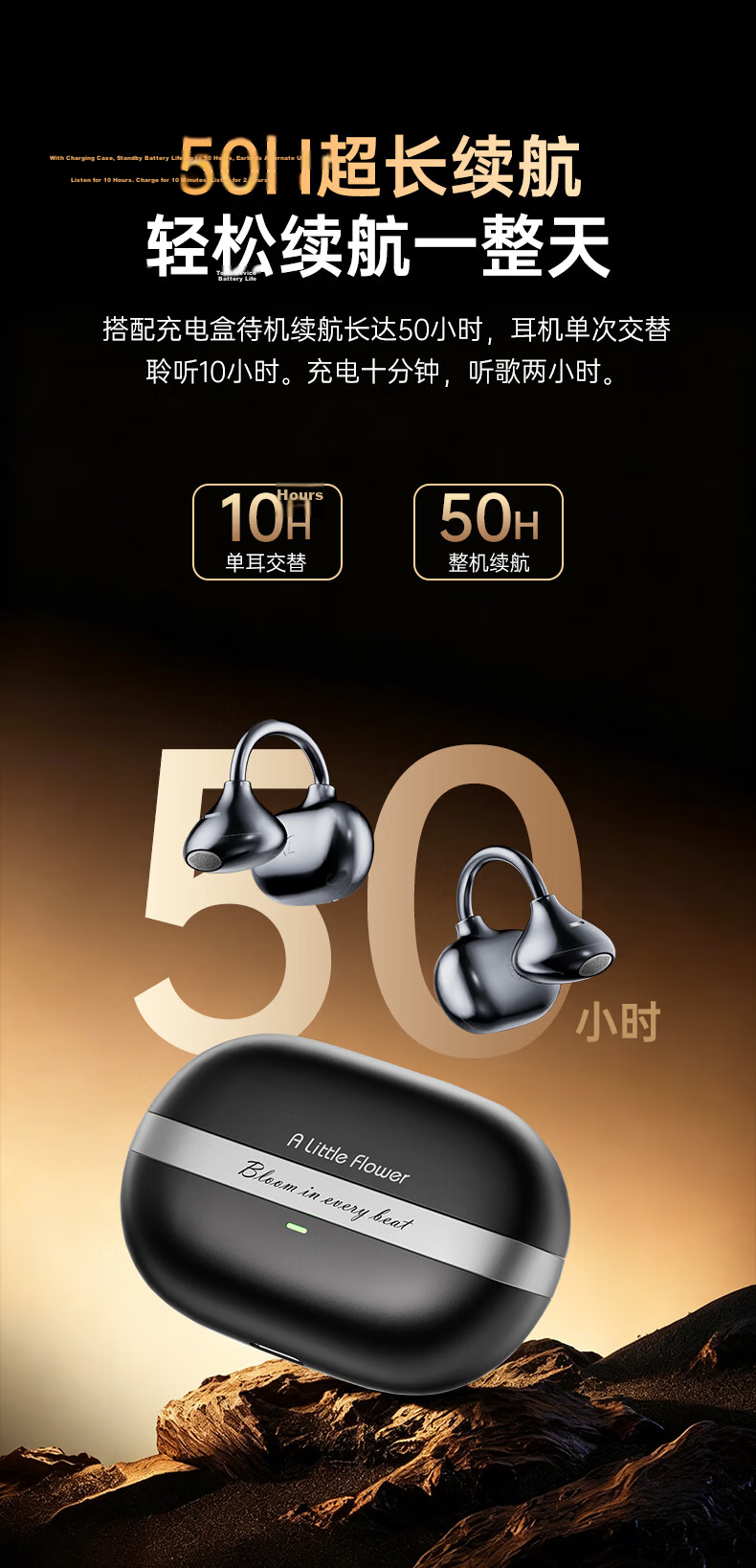 ALittleFlower 2026 New Berlin Sound Bluetooth Ear Clip Wireless Earphones Long Battery Life Comfortable Non-In-Ear Open Ear Sports Running 11
