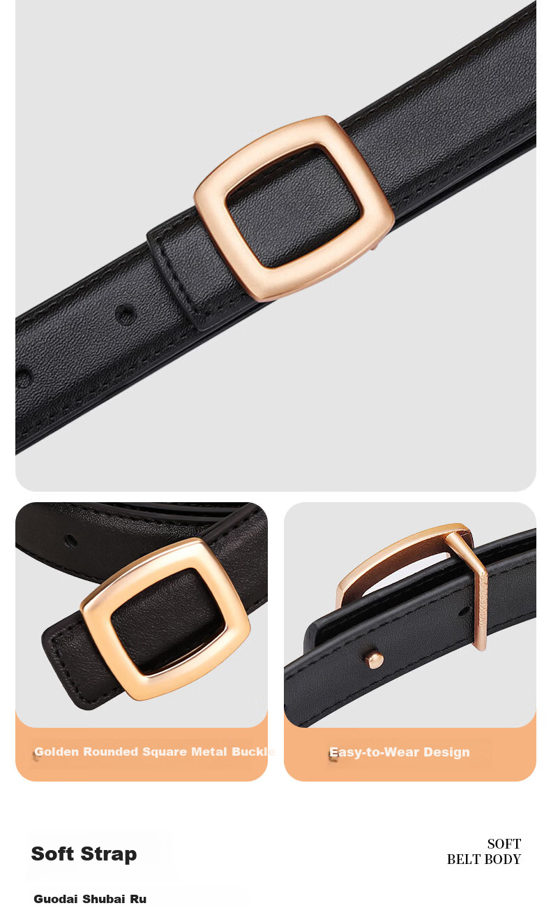 CARTELO Women's Genuine Leather Belt Jeans Waist Belt Versatile Plate Buckle Pin Buckle Smooth Buckle Belt Birthday Gift for Girlfriend 3