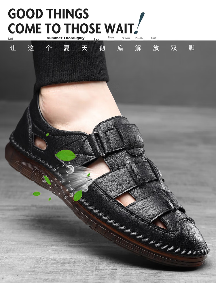 Jingzhenlianggong New Casual Sandals High-Quality Ultra-Soft Men's Breathable Sandals Wear-Resistant Non-Slip Black [Upgraded Version] Size 39 8