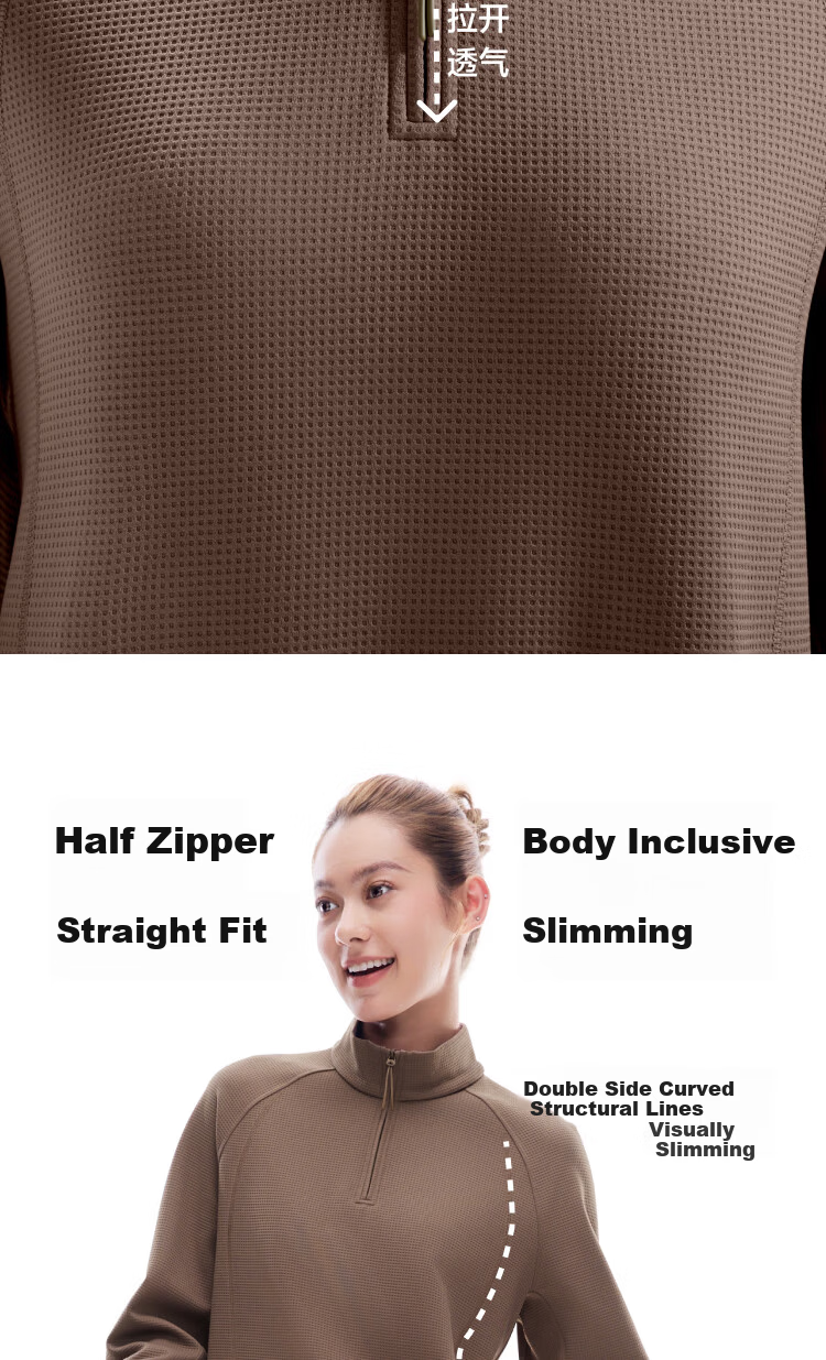 Beneunder Women's Half-Zip Quick-Dry Slim Fit Sweatshirt 26 Spring Summer New DR017 Early Cloud Blue M 9