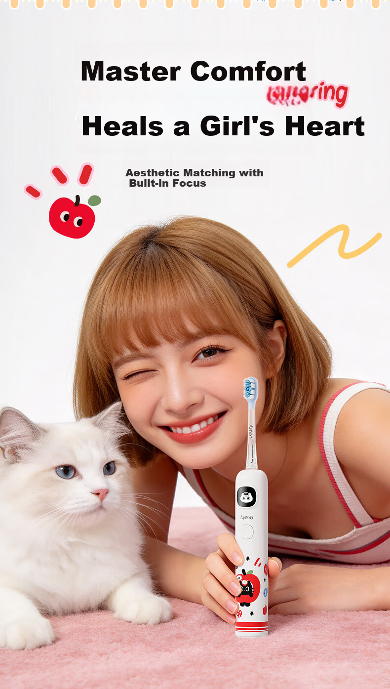 ApiYoo A9 Adult Electric Toothbrush Sonic Vibration 5 Modes Deep Cleaning Soft Bristles Gum Care Long Battery Life Adult Couples Student Gift for Birthday 520 4