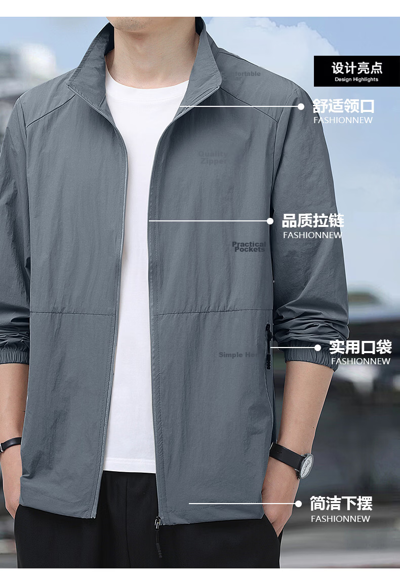 ROMON Men's Summer Sunscreen Jacket Ice Silk Lightweight Skin Jacket Outdoor Fishing Casual Coat 2518 Army Green 2XL 6