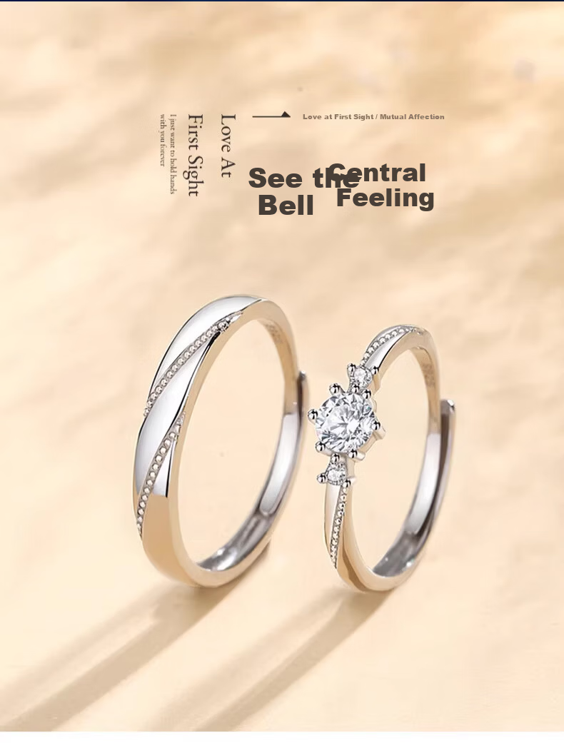 Kovni [Includes GRA Certificate] Love at First Sight Couple Rings Moissanite Pair Birthday Valentine's Day Gift for Girlfriend 2