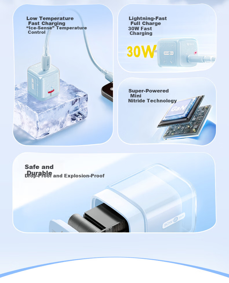 BULL Crayon Shin-chan IP Collaboration Ice Cube Charger Compatible with Apple iPhone 17 Pro Fast Charger 16 Mobile Type-C Data Cable Genuine 30W 1