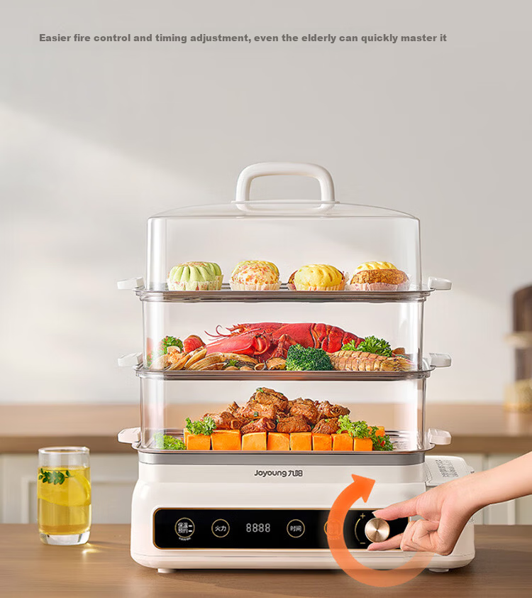 Joyoung 26L Large Capacity 3-Tier Multifunctional Electric Steamer Fast Steam Smart Reservation Breakfast Cooker DZ260HG-GZ866 9
