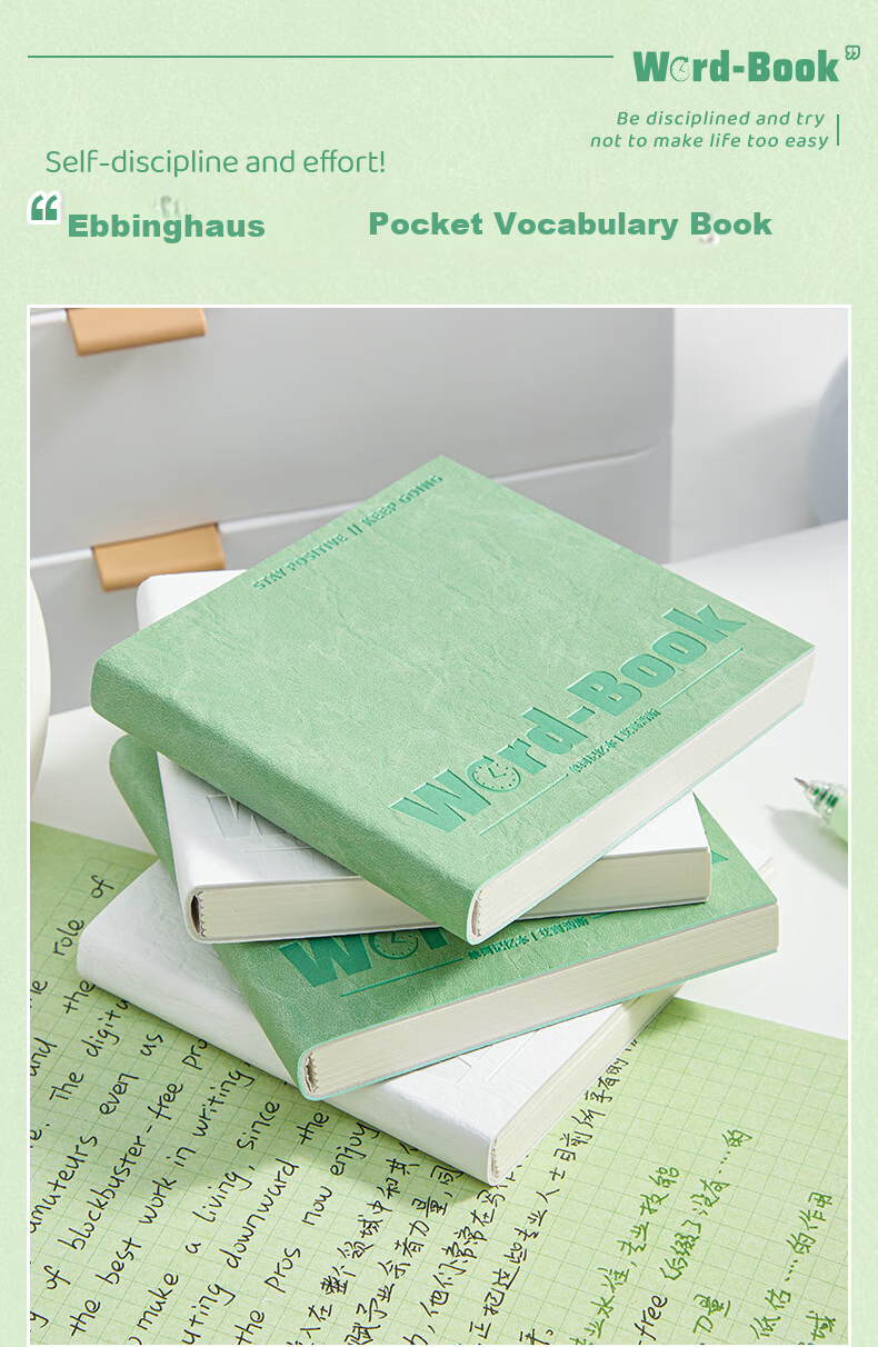 Kaba Bear Ebbinghaus Pocket English Vocabulary Notebook 100 Sheets Junior High and High School Leather Mini Portable Word Memorization Book White 1