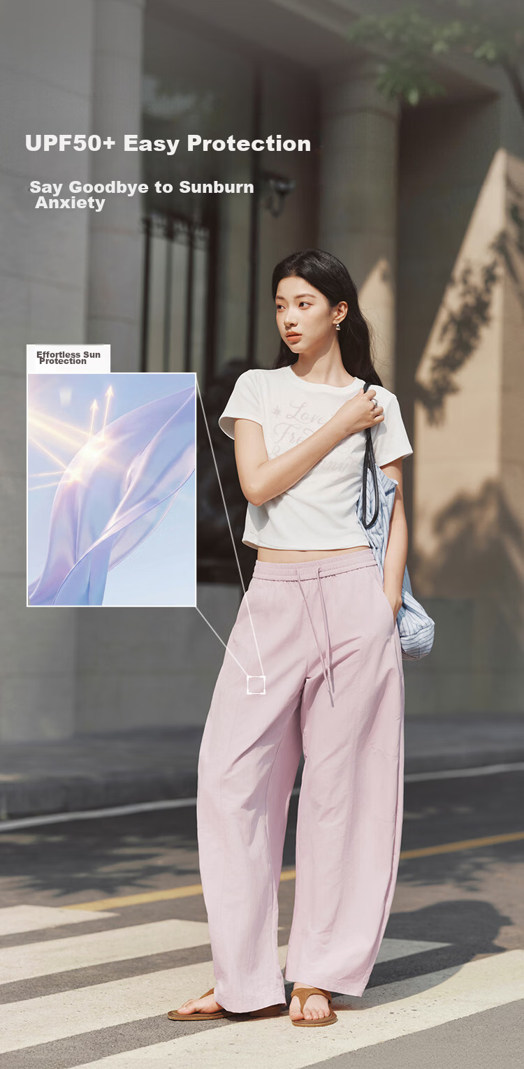Semir Women's Casual Summer Sun-Protective Moisture-Wicking Textured Panel Loose Wide-Leg Pants 2026 Long Trousers 109326127012 4