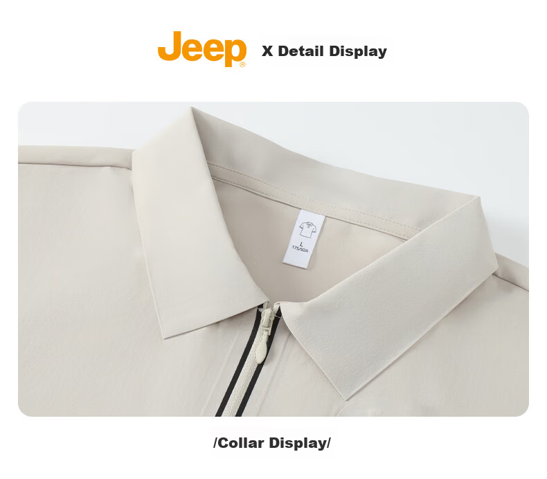 JEEP Polo Shirt for Men, Summer Short-Sleeve Quick-Dry T-Shirt, Sports Casual Father's Day Gift, Beige, 2XL 23