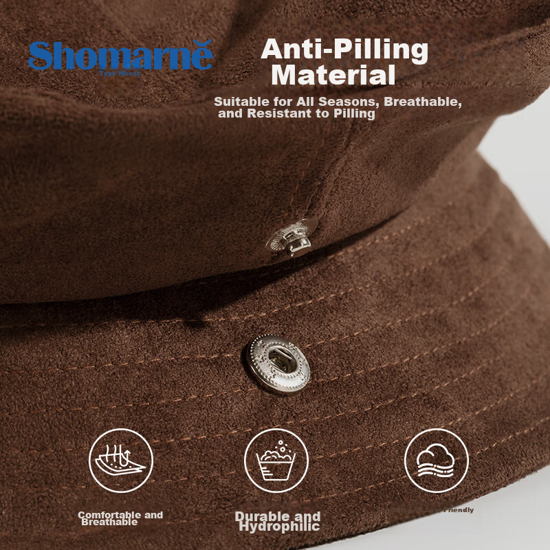 Corduroy Fisherman Hat with Belt Deepening Face Slimming Maillard Color Autumn Winter New Windproof Coffee One Size 3