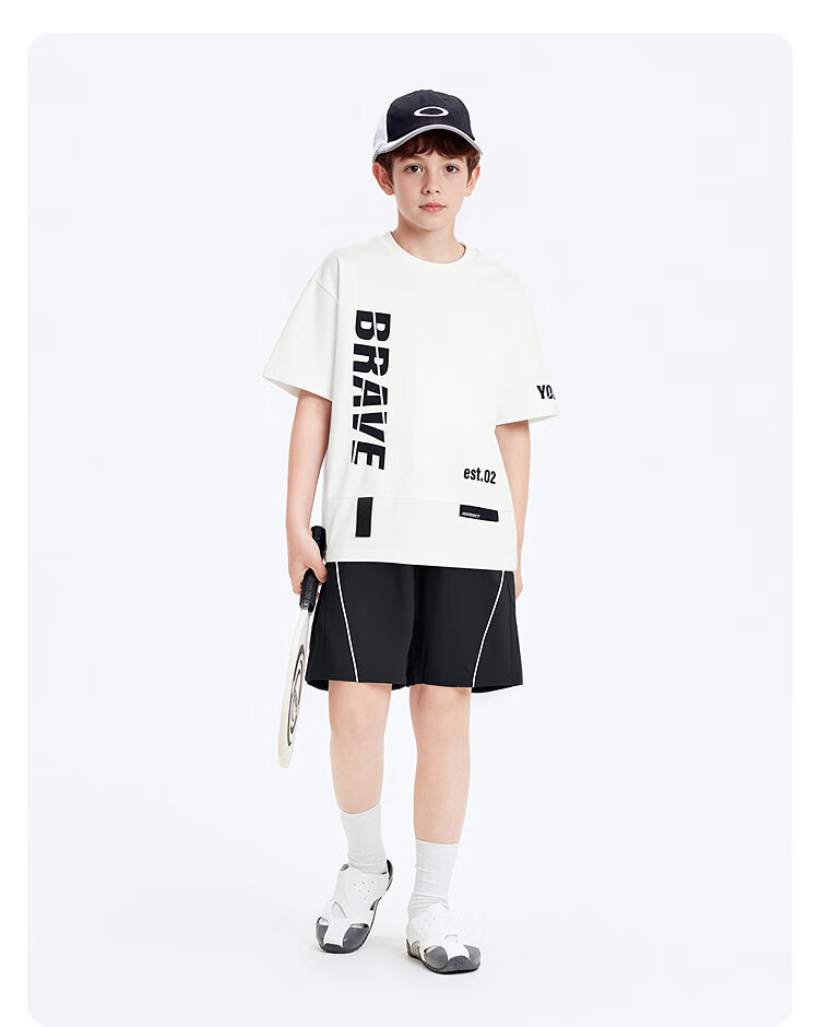 BALABALA Boys' Short-Sleeve Set, Children's Two-Piece Outfit for Older Kids, 2026 New Summer Style, Moisture-Wicking Quick-Dry T-Shirt And Pants 51