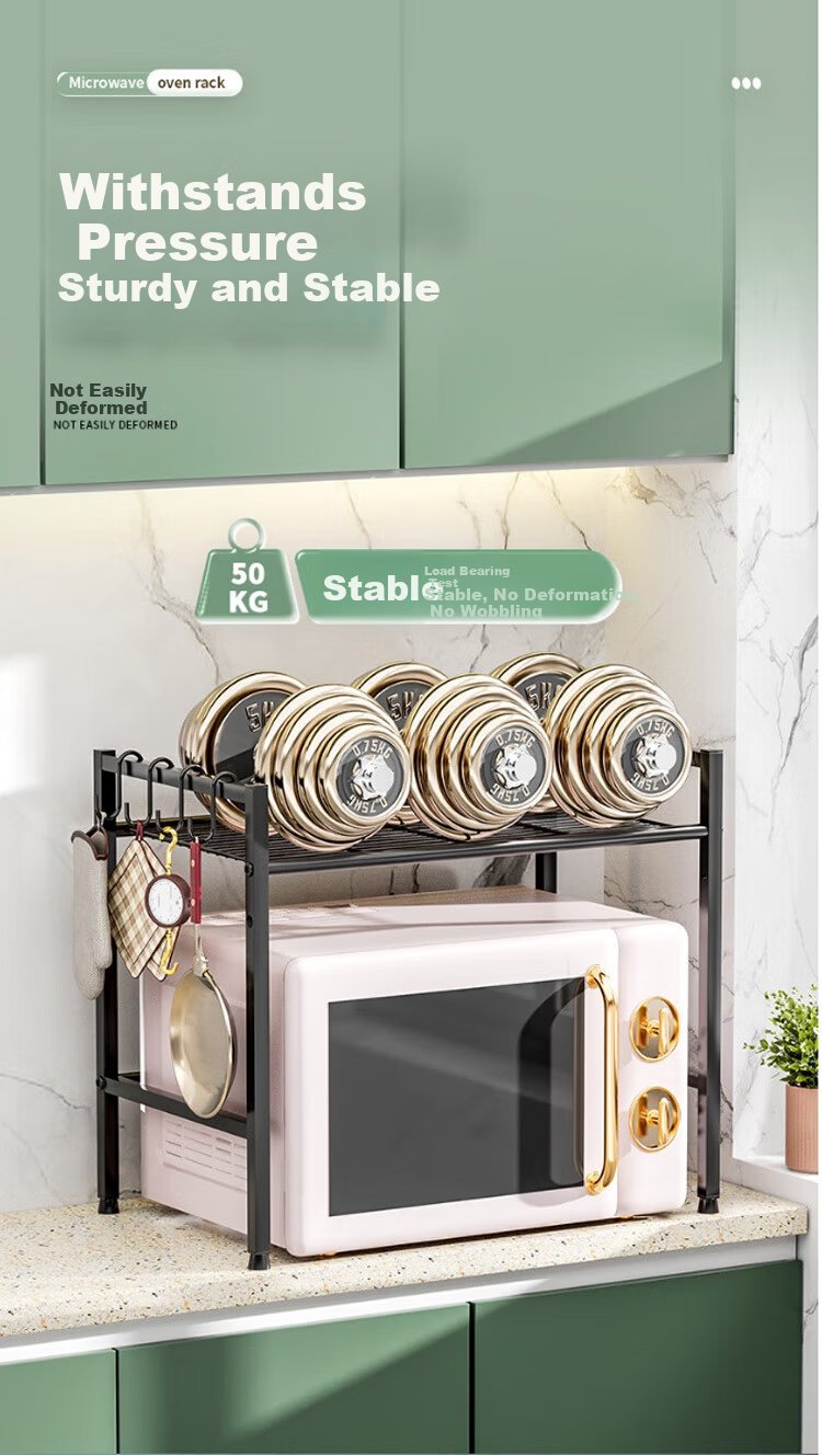 Ouranzo Kitchen Storage Rack Microwave Oven Rack Oven Rack Household Countertop Rice Cooker Storage Rack Multifunctional Storage Rack 5