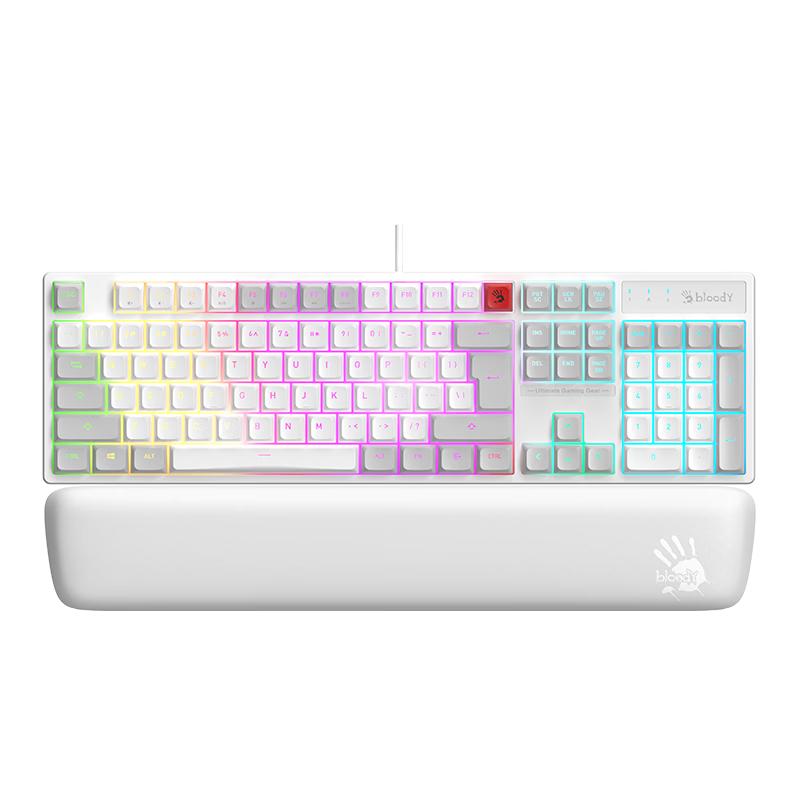 A4TECH B235N 104-Key Wired Membrane Gaming Keyboard with Palm Rest White