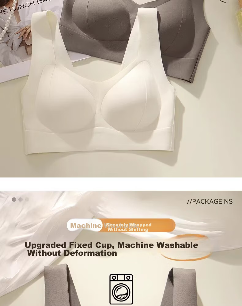 Ordifen Women's Sports Seamless Foundation Small Bust Push-Up Lifting Anti-Sagging Side Breast Gathering Back Support Vest Bra 5