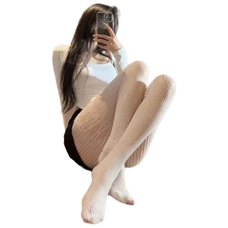 9i9 Sexy Fishnet Thigh-High Pantyhose with Retro Pattern, 3 Pairs S53