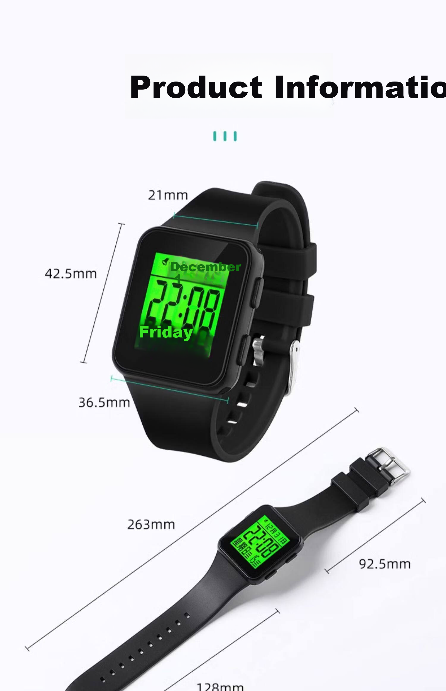 GEORGCOUNT Men's Multifunctional Square Digital Watch, Student Unisex Alarm Clock, Luminous Sports Children's Watch for Boys 12