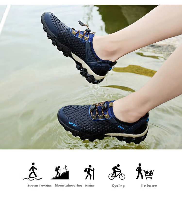 FOOTOPPO Men's Mesh Outdoor Water Shoes Hollow Mesh Sandals Summer Fishing Non-Slip Wear-Resistant Casual Sports Sandals 2