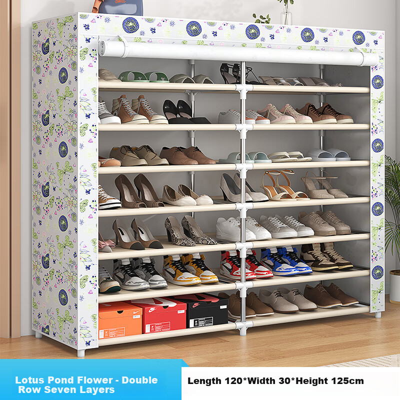 WoJia Seven-Tier Shoe Rack Home Entrance Multi-Layer Dustproof Large Capacity Storage Cabinet for Rental Apartments