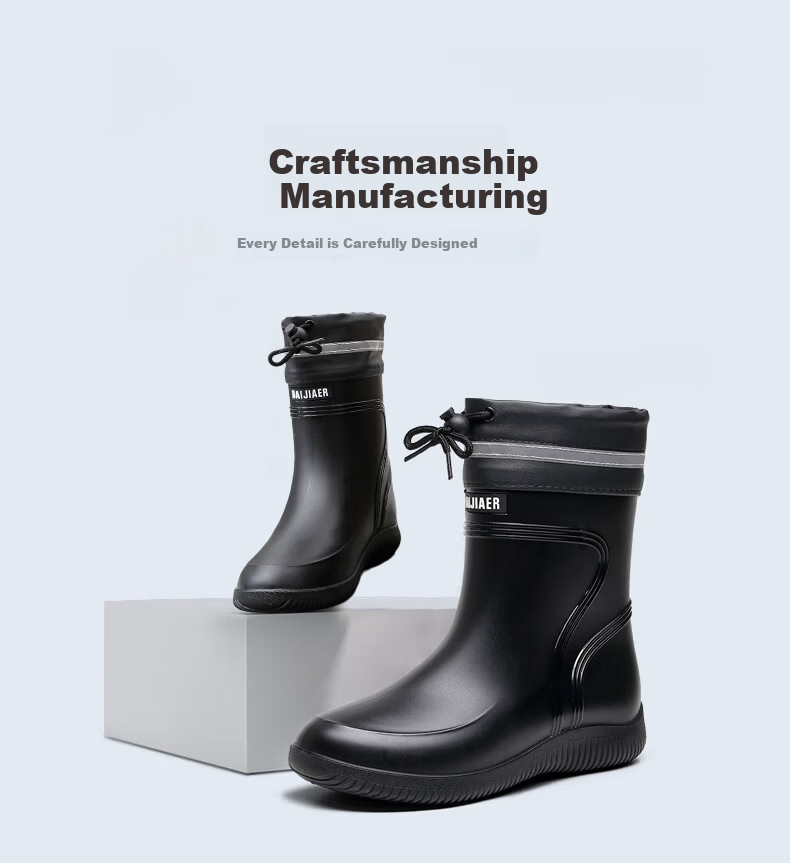 Afnoti Men's High Tube Waterproof Non-Slip Fishing Boots Thickened Water Shoes Durable Outdoor Rain Boots Black Size 43 3