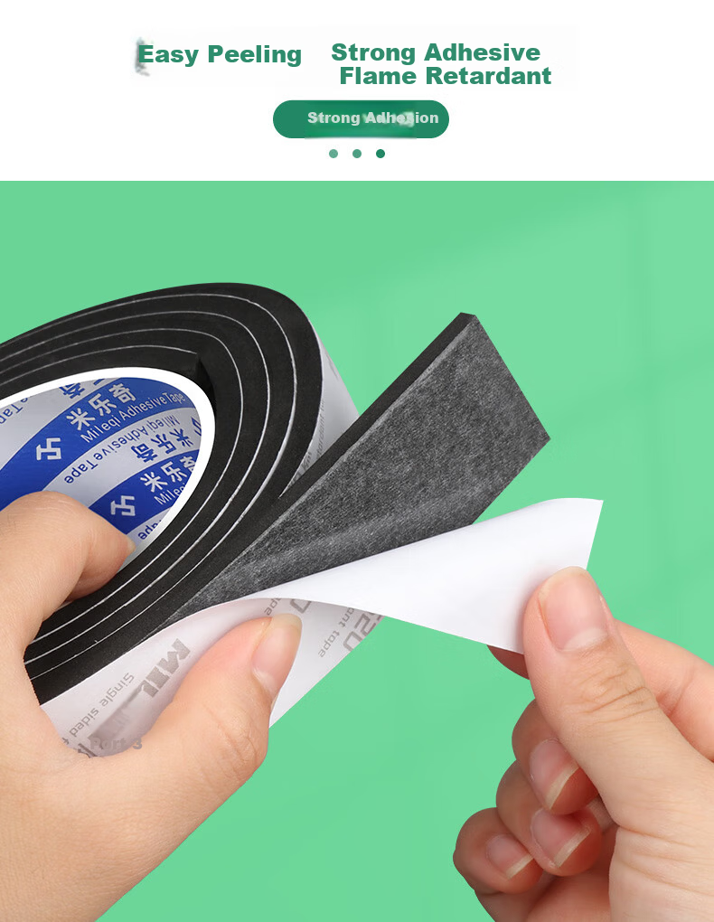 Mileqi Flame Retardant Sponge Tape Strong Adhesive Anti-Collision Strip Fire Door Gap Door Frame Shockproof Soundproof High Temperature Resistant Door Buffer Strip Black - 20mm Width * 5m Length * 1mm 7