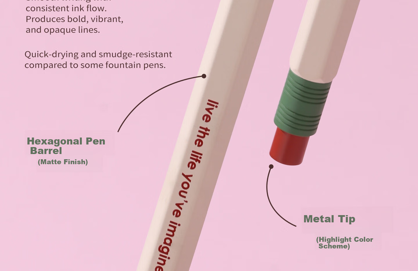 Never Hexagonal Metal Pen Magnetic Gift Box Premium Business Signature Pen Industrial Style Quick-Dry Gel Pen Spring Fruit [Metal Pen*1 + Refill*1] 10