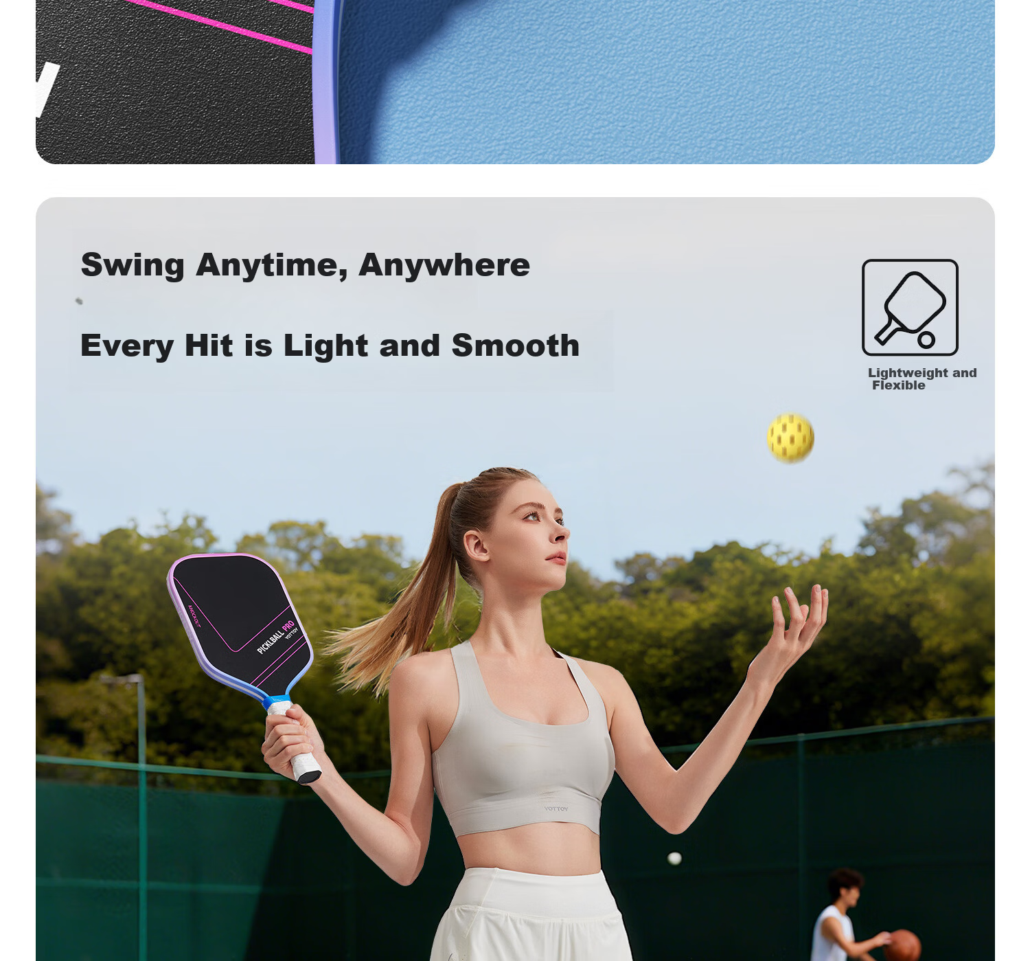 Yottoy Pickleball Paddle Set Carbon Fiber Professional Training Competition Neon+Phantom Flame 16