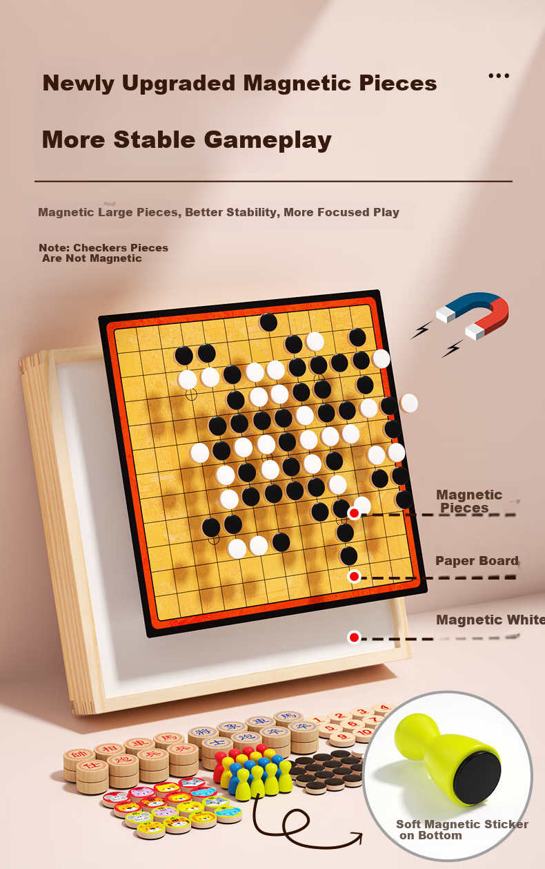 Fuhai Magnetic 40-in-1 Flying Chess and Gomoku Educational Toy for Kids Ages 5-10 Birthday Children's Day Gift 3
