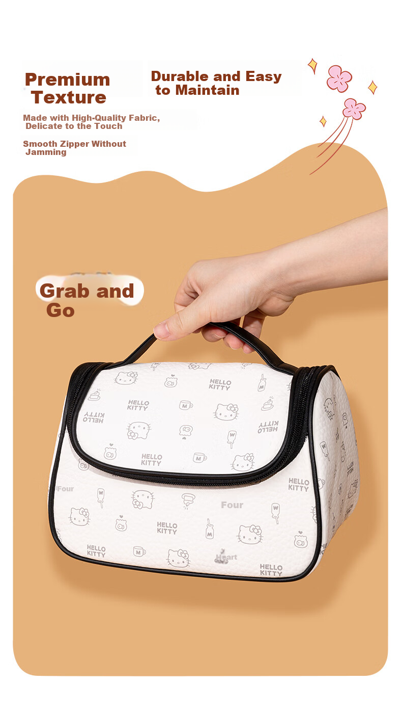 SANRIO Hello Kitty Large Capacity Cosmetic Bag Portable Travel Toiletry Bag Waterproof Authentic 4