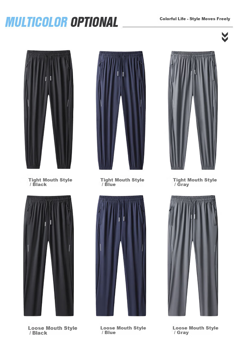 TUCANO Men's Summer Ice Silk Pants Lightweight Quick-Dry Casual Loose Straight-Leg Sports Trousers Father's Day Gift for Dad 5
