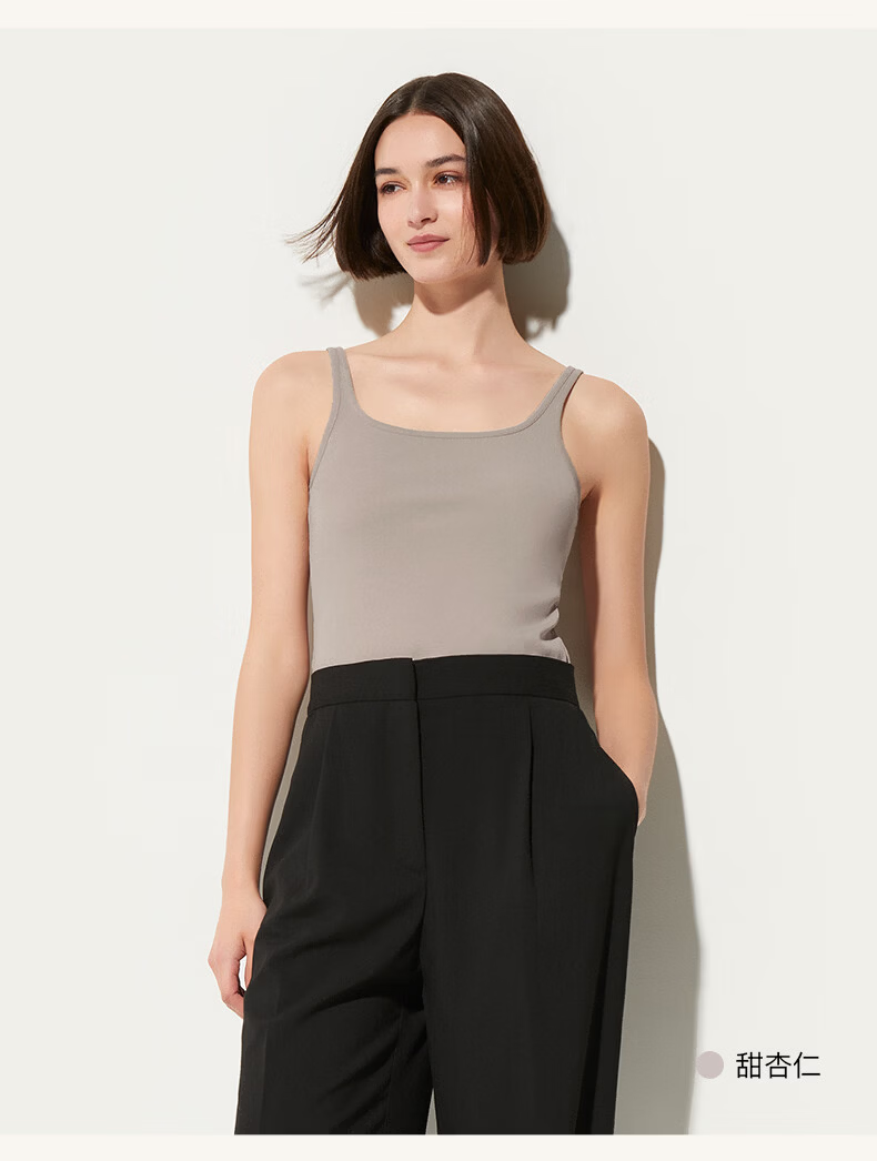 Ubras Pure Cotton Basic Camisole Women's Summer Outerwear Innerwear Backless Halter Top T-Shirt Sweet Almond Color XL 13