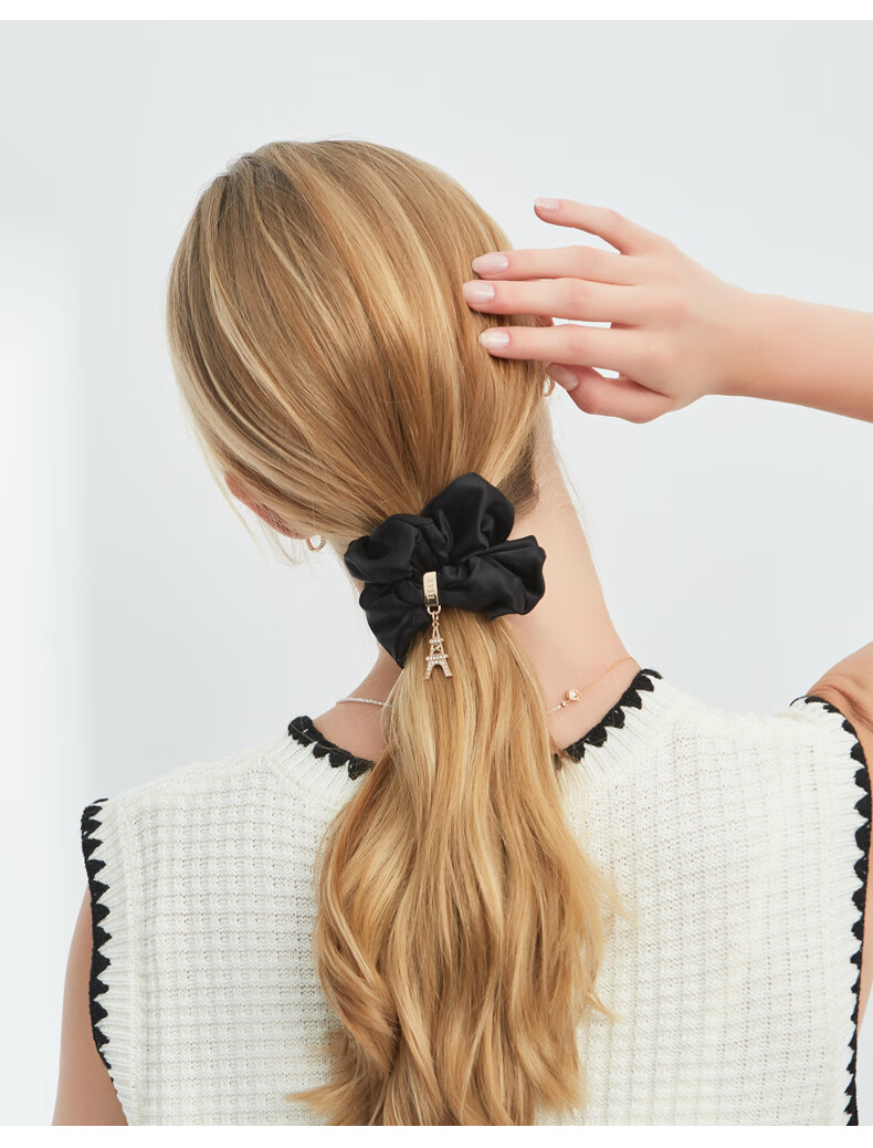 ELLE Silk Hem Hair Tie Elegant Women's Large Scrunchie Bun Hair Rope Gift 12