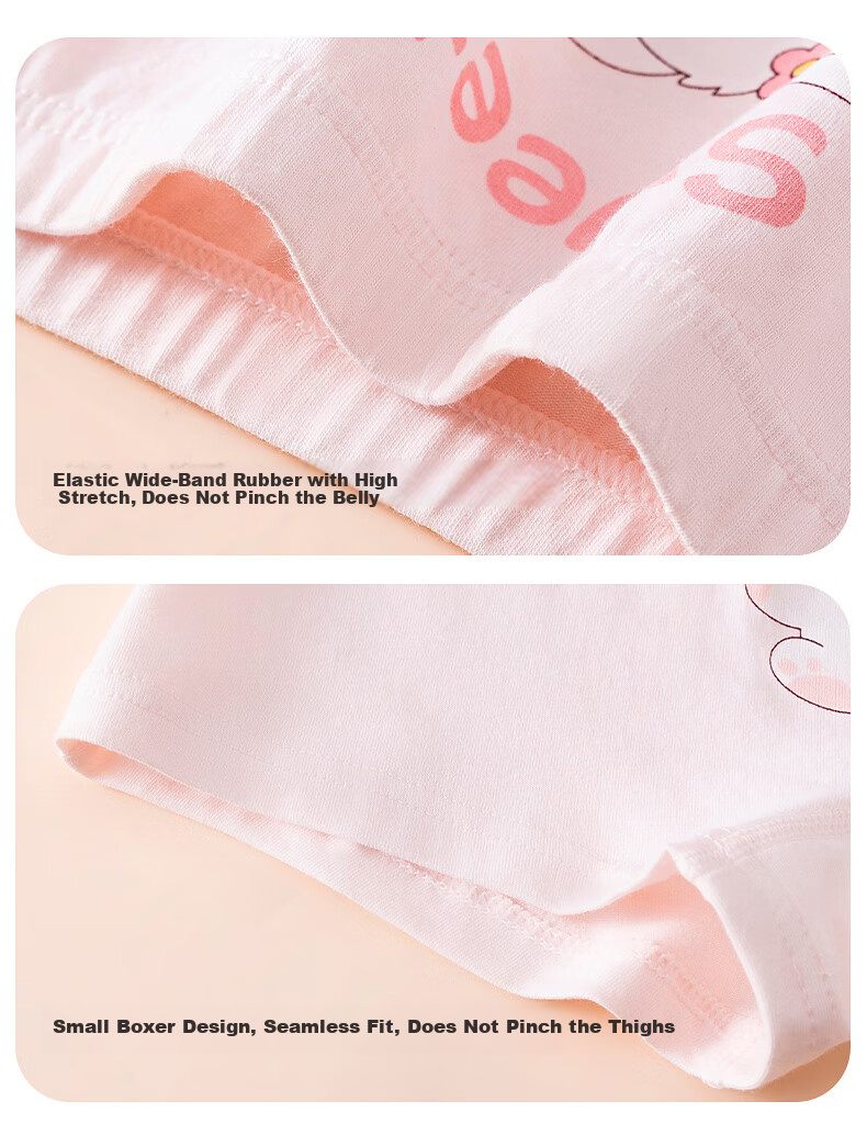 Hodo Kids Girls' Underwear Mid to Large Size A-Class Antibacterial Crotch Boxer Briefs 6-Pack Cake Bear 150 20